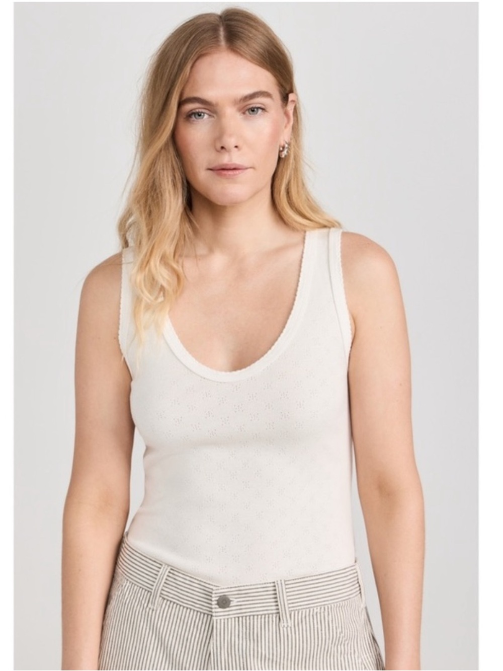 Enza Costa Scallop Edge Pointelle Tank